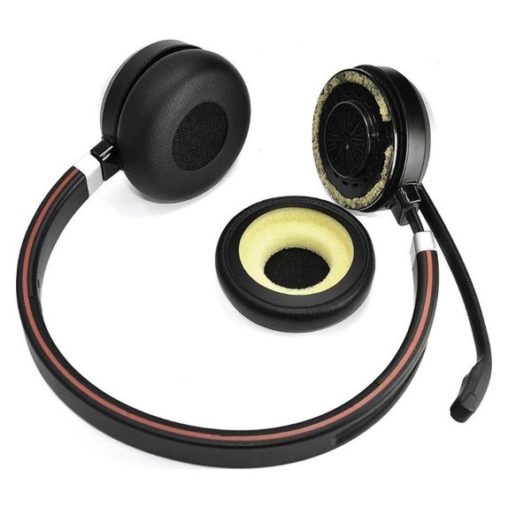 Zamjenski jastučići za uši za Jabra Evolve 20, 30, 40, PU Koža, Crne, 1 Par