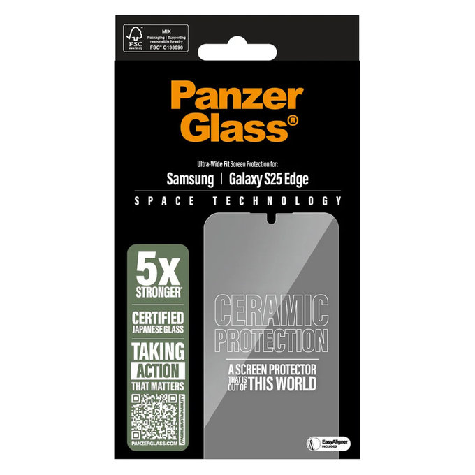 Kaljeno staklo UWF Ceramic s aplikatorom za Samsung Galaxy S25 Edge, Prozirna, PanzerGlass