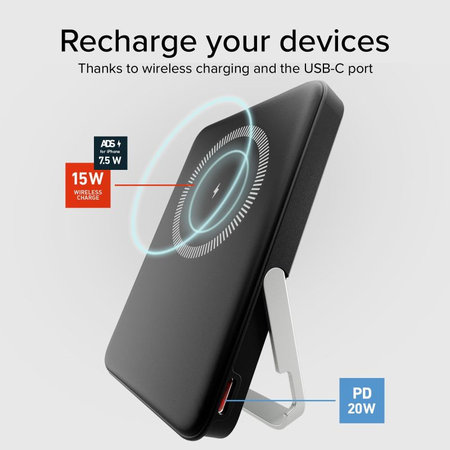 SBS - PowerBank 5000mAh, 20W, Power Delivery, Mag Stand, crna