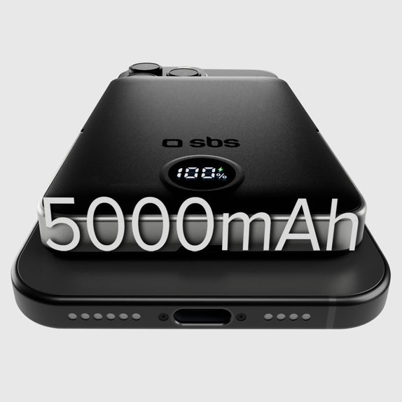 SBS - PowerBank 5000mAh, 20W, Power Delivery, Mag Stand, crna