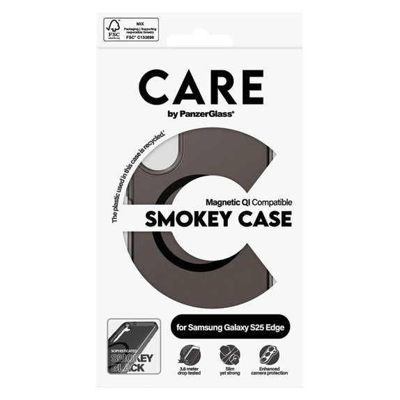 Maska Smokey s crnim QI za Samsung Galaxy S25 Edge, Crna, PanzerGlass