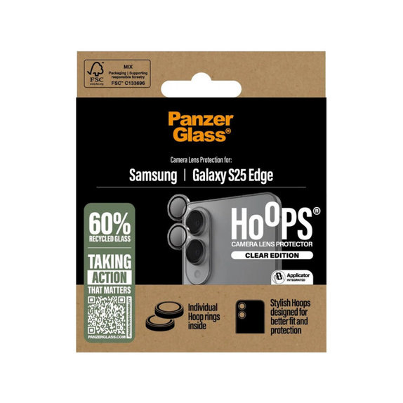 Zaštita objektiva kamere Hoops za Samsung S25 Edge, Prozirna, PanzerGlass