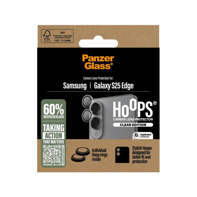 Zaštita objektiva kamere Hoops za Samsung S25 Edge, Prozirna, PanzerGlass