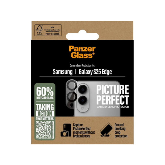 Zaštita objektiva kamere PicturePerfect za Samsung S25 Edge, Crna, PanzerGlass