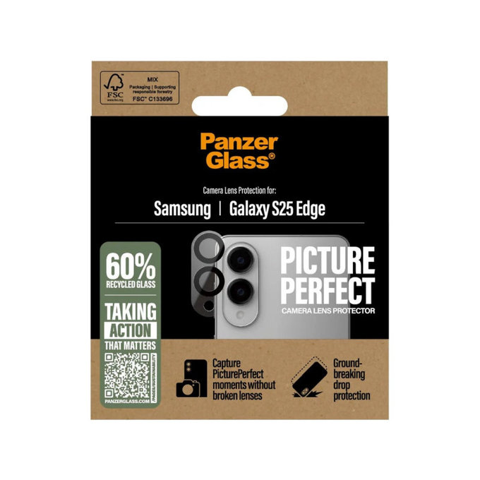 Zaštita objektiva kamere PicturePerfect za Samsung S25 Edge, Crna, PanzerGlass