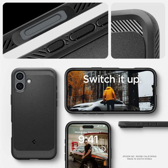 Spigen - Maska Rugged Armor s MagSafe za iPhone 16, Matte Black