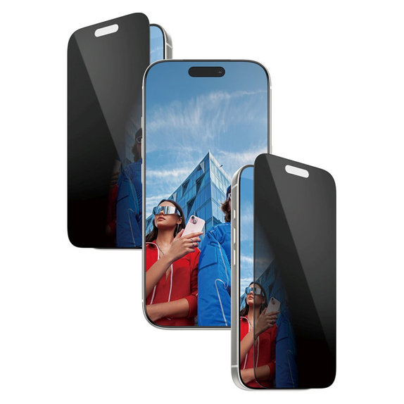 UWF 2-Way Privacy kaljeno staklo s aplikatorom za iPhone 17 Pro, Crna, PanzerGlass