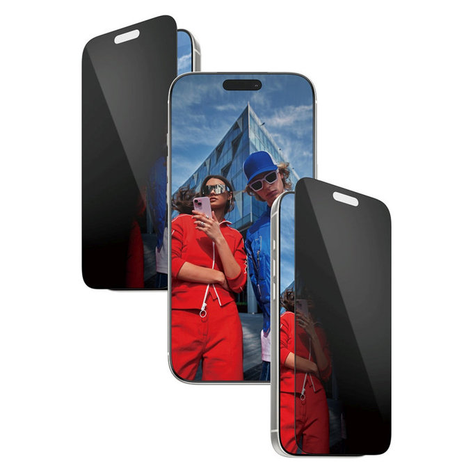 UWF 2-Way Privacy kaljeno staklo s Fastfit za iPhone 17 Pro Max, Crna, PanzerGlass
