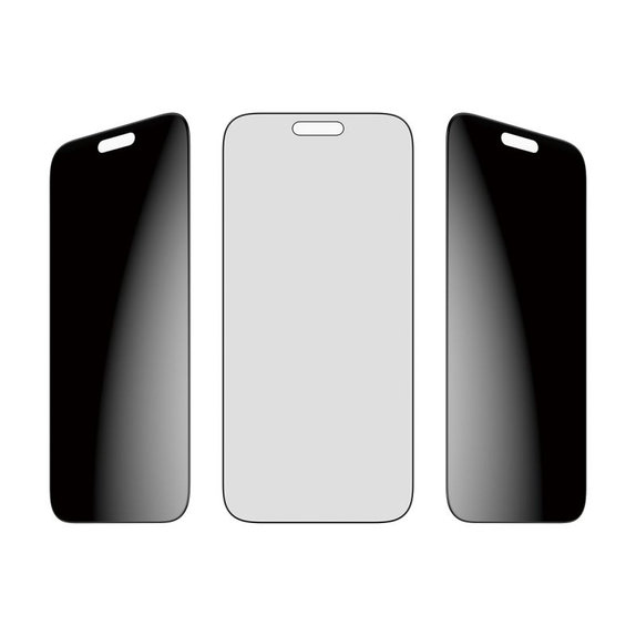 UWF 2-Way Privacy kaljeno staklo s Fastfit za iPhone 17 Pro Max, Crna, PanzerGlass