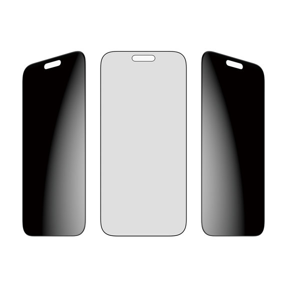 UWF 2-Way Privacy kaljeno staklo s Fastfit za iPhone 17 Pro Max, Crna, PanzerGlass