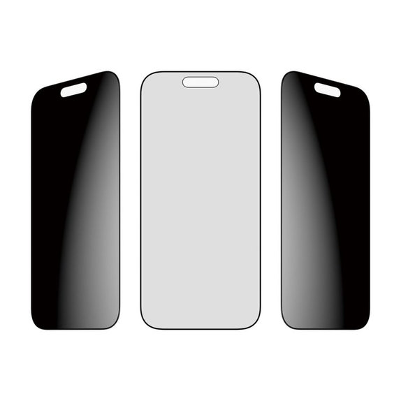 UWF 2-Way Privacy kaljeno staklo s Fastfit za iPhone 17/16 Pro, Crna, PanzerGlass