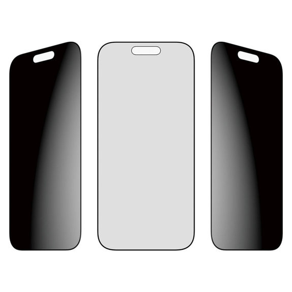 UWF 2-Way Privacy kaljeno staklo s Fastfit za iPhone 17/16 Pro, Crna, PanzerGlass