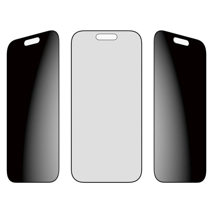 UWF 2-Way Privacy kaljeno staklo s Fastfit za iPhone 17/16 Pro, Crna, PanzerGlass