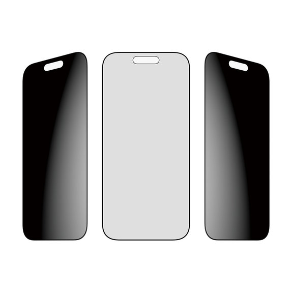 UWF 2-Way Privacy kaljeno staklo s Fastfit za iPhone 17/16 Pro, Crna, PanzerGlass