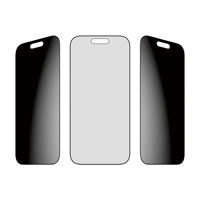 UWF 2-Way Privacy kaljeno staklo s Fastfit za iPhone 17/16 Pro, Crna, PanzerGlass