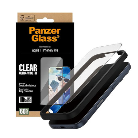 PanzerGlass - UWF kaljeno staklo s aplikatorom za iPhone 17 Pro, crna