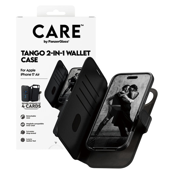 Maska Wallet Tango Two-In-One s MagSAFE by PanzerGlass za iPhone Air, Crna, PanzerGlass