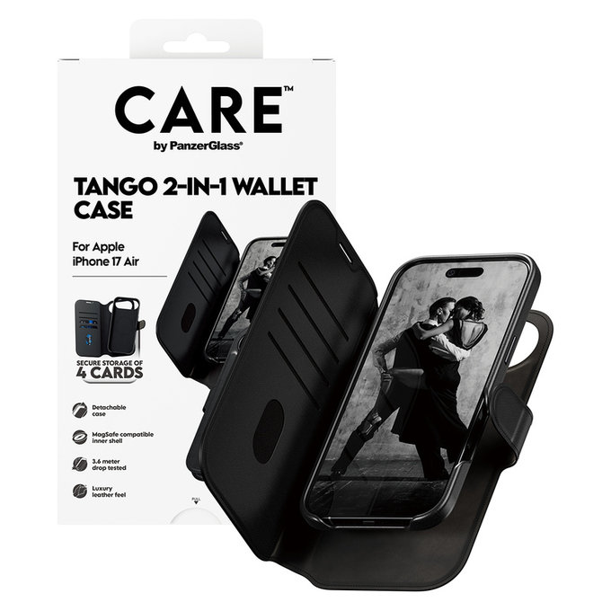 Maska Wallet Tango Two-In-One s MagSAFE by PanzerGlass za iPhone Air, Crna, PanzerGlass
