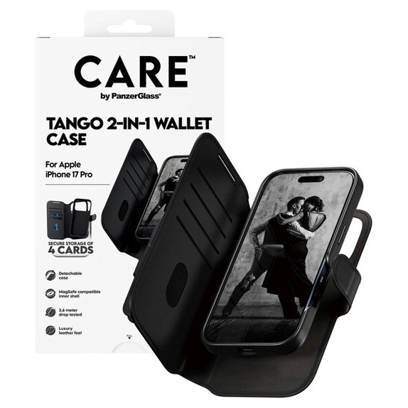 Maska Wallet Tango Two-In-One s MagSafeom za iPhone 17 Pro, Crna, CARE