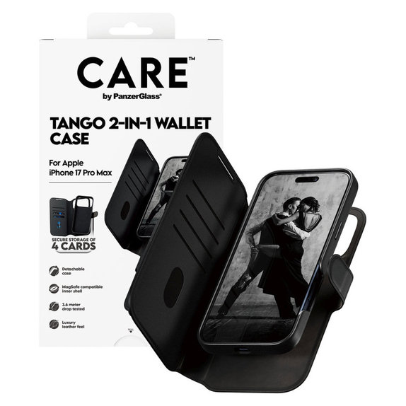 Maska Wallet Tango Two-In-One s MagSafe za iPhone 17 Pro Max, crna, PanzerGlass