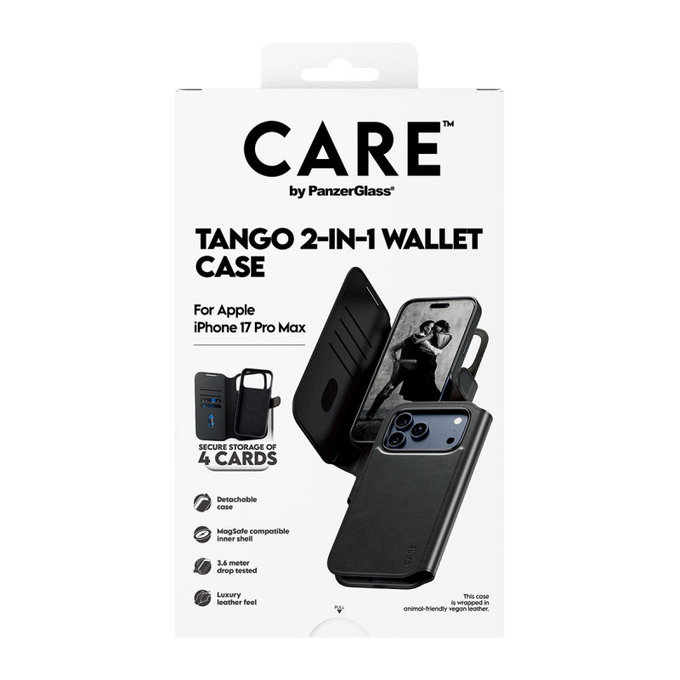 Maska Wallet Tango Two-In-One s MagSafe za iPhone 17 Pro Max, crna, PanzerGlass