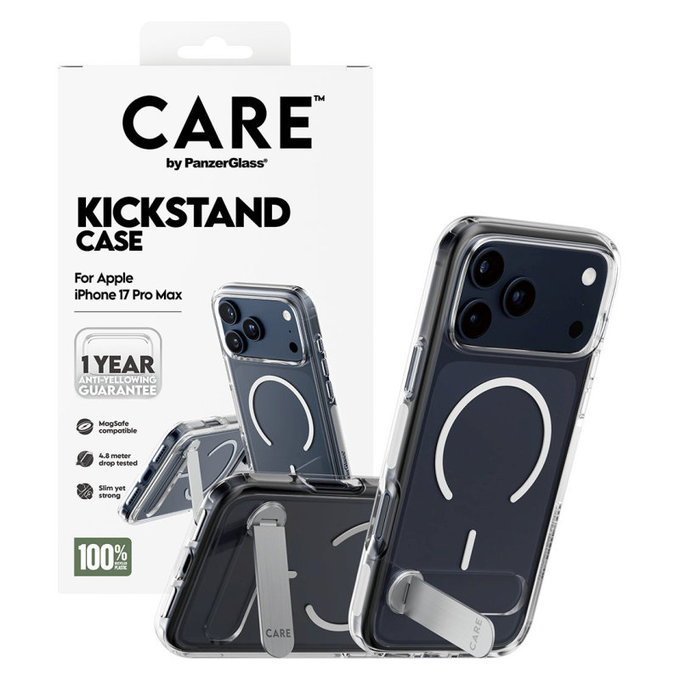 Maska Kickstand za iPhone 17 Pro Max, prozirna, PanzerGlass