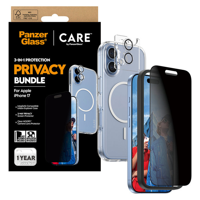 Bundle 3u1 Privacy za iPhone 17, PanzerGlass