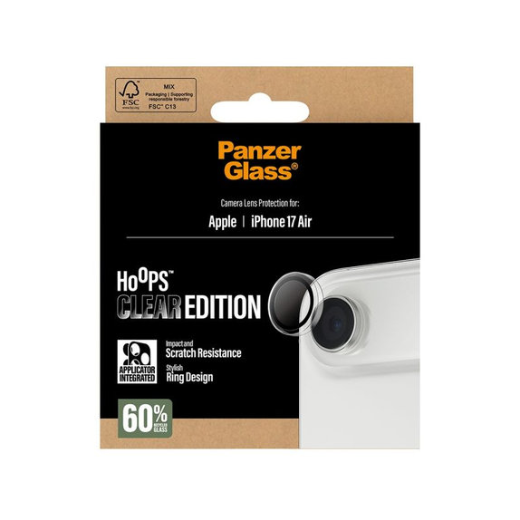 PanzerGlass - Zaštitni poklopac za objektiv kamere Hoops za iPhone 17 Air, prozirna
