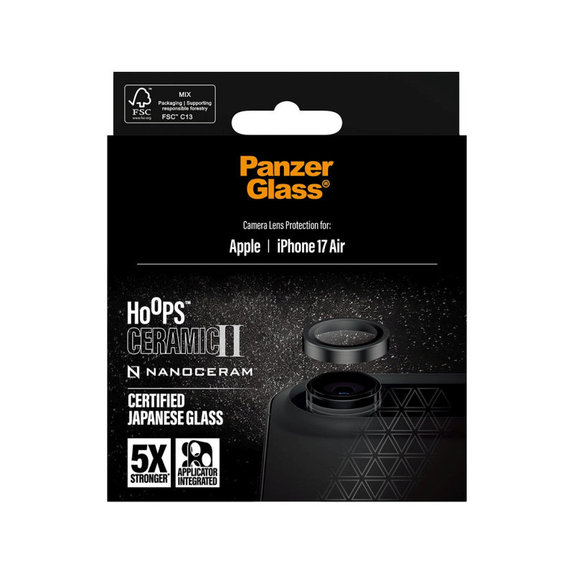 Zaštita objektiva kamere Hoops Ceramic II za iPhone 17 Air, Crna, PanzerGlass