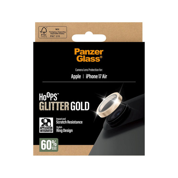 Zaštita objektiva kamere Hoops za iPhone 17 Air, Glitter Gold, PanzerGlass