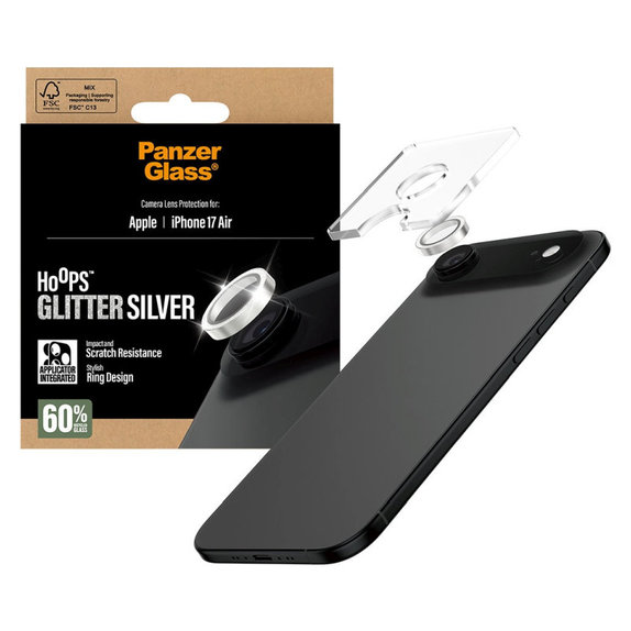 Zaštita objektiva kamere Hoops za iPhone 17 Air, Glitter Silver, PanzerGlass