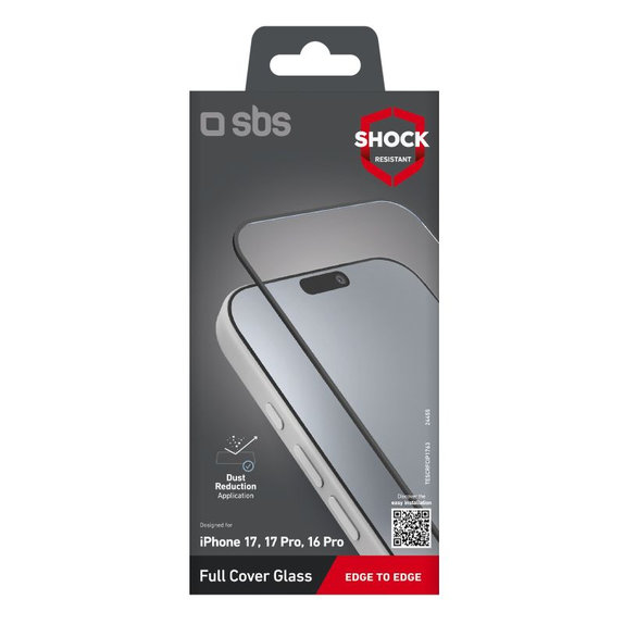 SBS - Full Cover kaljeno staklo za iPhone 17/17 Pro/16 Pro, crna