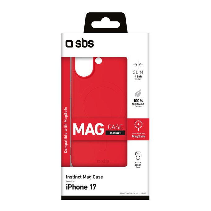 SBS - Instinct Mag futrola kompatibilna s MagSafe za iPhone 17, crveni