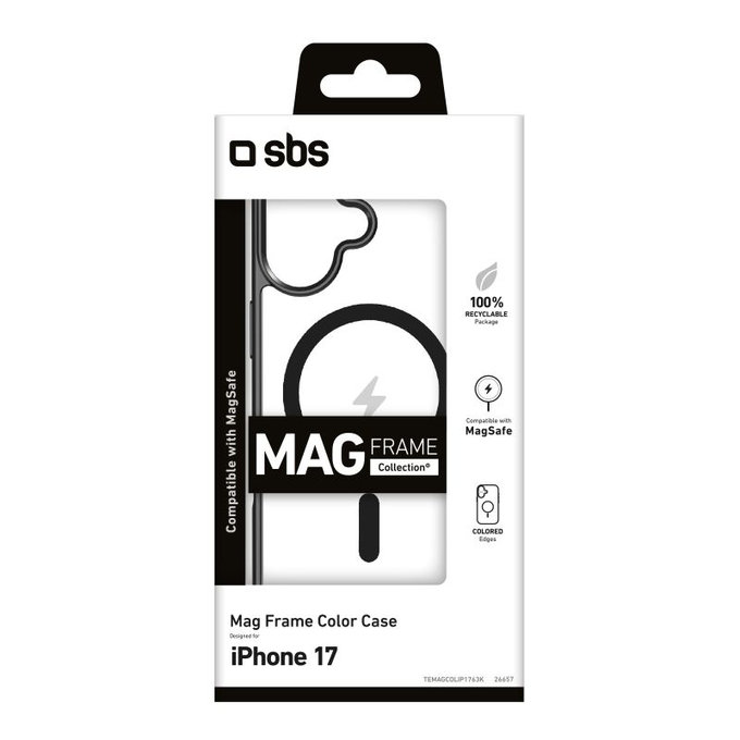 SBS - Mag Frame futrola kompatibilna s MagSafe za iPhone 17, crna