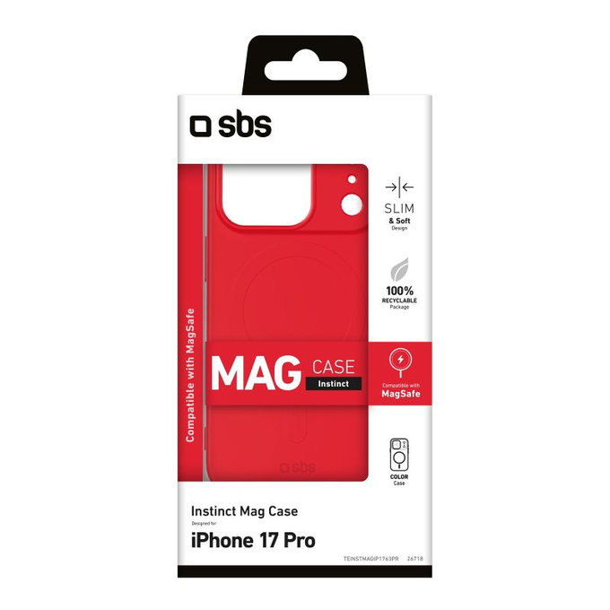 SBS - Instinct Mag futrola kompatibilna s MagSafe za iPhone 17 Pro, crveni