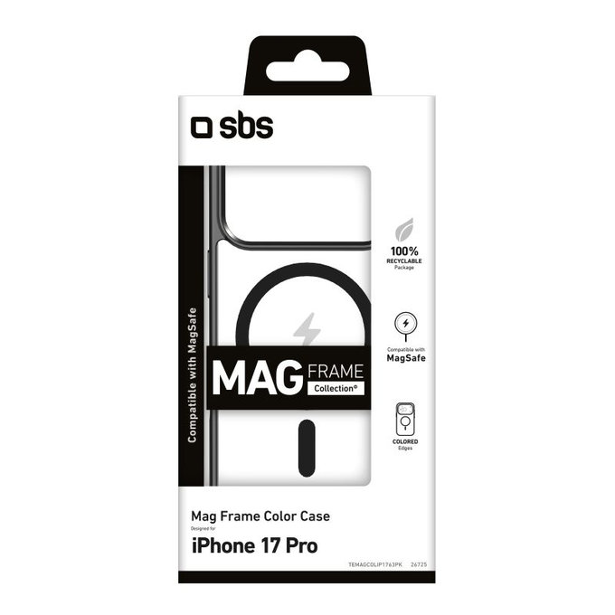 SBS - Mag Frame futrola kompatibilna s MagSafe za iPhone 17 Pro, crna
