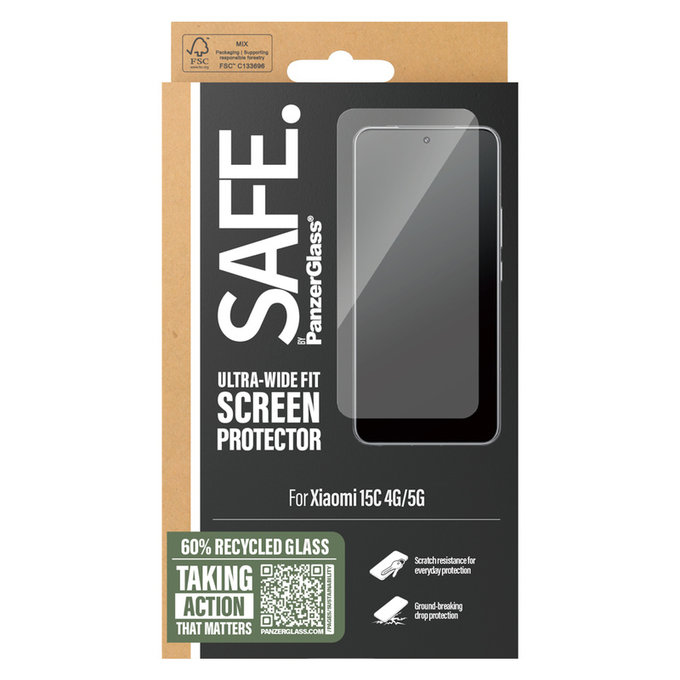 Kaljeno staklo UWF za Xiaomi 15C 5G, Crna, SAFE by PanzerGlass