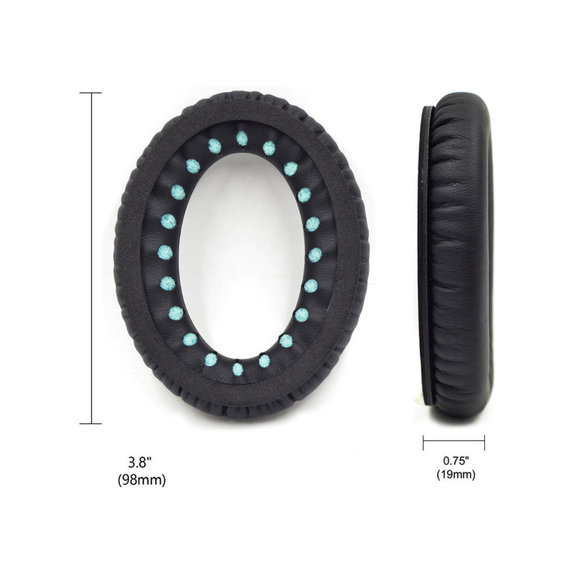 Zamjenski jastučići za uši za Bose QC25, QC35, QC45, Memorijska pjena + PU Koža, Crne, Hladni gel, 1 Par