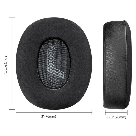 Zamjenski jastučići za uši za JBL Live 650, 660, E65, Memorijska pjena + Koža + Tekstil, Crne, Hladni gel, 1 Par