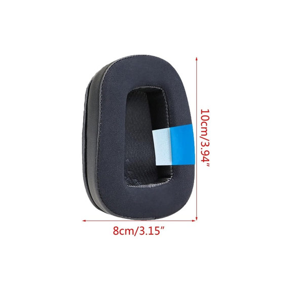 Zamjenski jastučići za uši za Logitech G633 Artemis, G933 Artemis, Memorijska pjena + Tekstil + Koža, Crne, Hladni gel, 1 Par