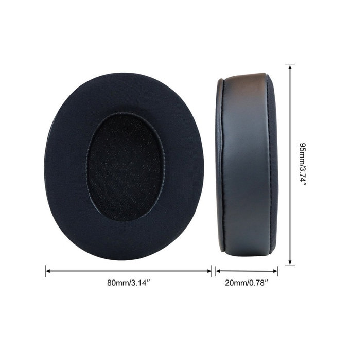 Zamjenski jastučići za uši za Beats Studio Pro, Memorijska pjena + Tekstil + Koža, Crne, Hladni gel, 1 Par