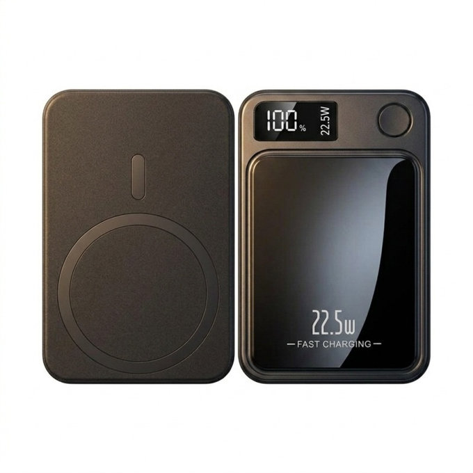 FixPremium - MagSafe PowerBank 5000mAh s LED zaslonom, crna