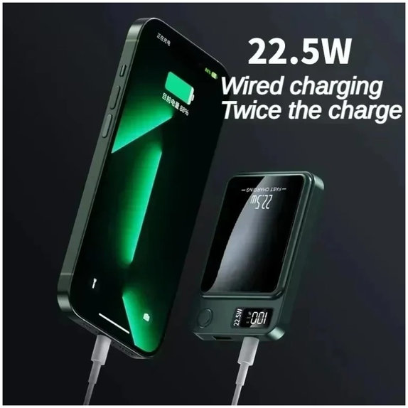 FixPremium - MagSafe PowerBank 5000mAh s LED zaslonom, crna
