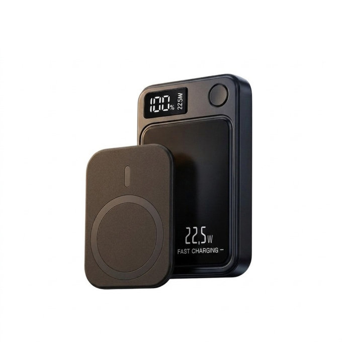 FixPremium - MagSafe PowerBank 5000mAh s LED zaslonom, crna