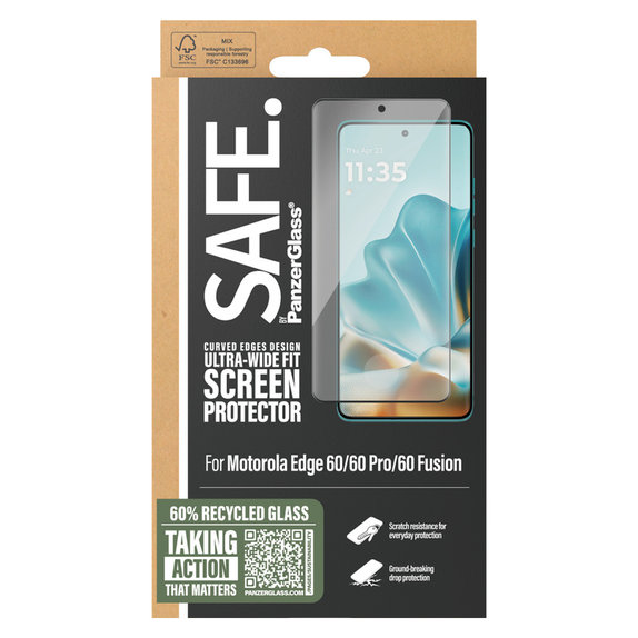 Kaljeno staklo UWF za Motorola Edge 60/60 Pro/60 Fusion, Crna, SAFE by PanzerGlass