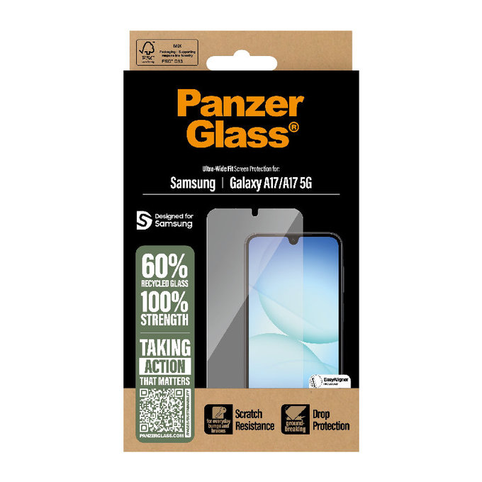 PanzerGlass - UWF kaljeno staklo s aplikatorom za Samsung Galaxy A17, A17 5G, prozirno