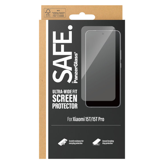 Kaljeno staklo UWF za Xiaomi 15T/15T Pro, Crna, SAFE by PanzerGlass