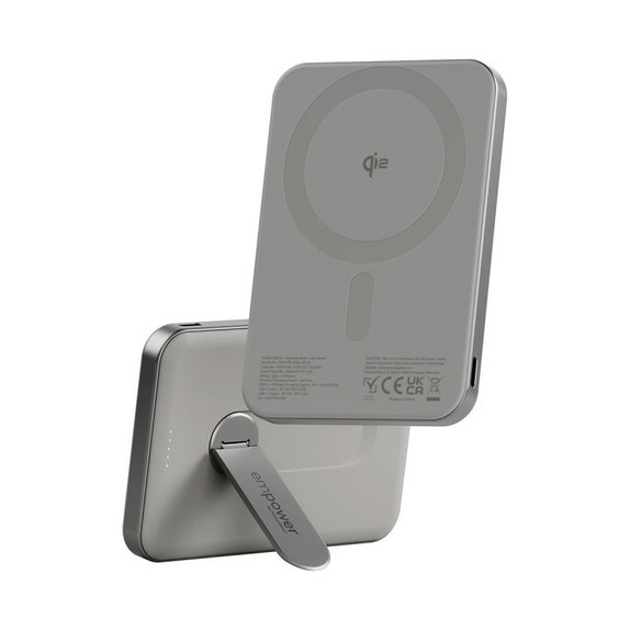 Bežična PowerBank 5000 mAh, s okretnim stalkom 20 W, kompatibilna s MagSafe, Qi2/USB-C, Titan, empower