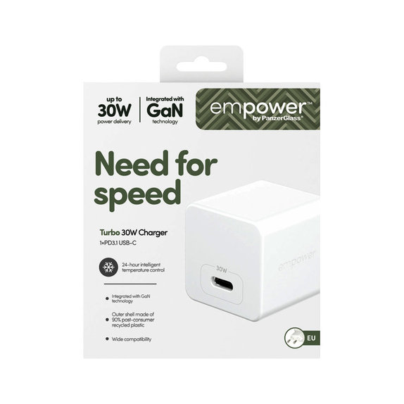 Putni adapter Grand Prix USB-C, GaN, 30 W PD, srebrno-bijeli, empower