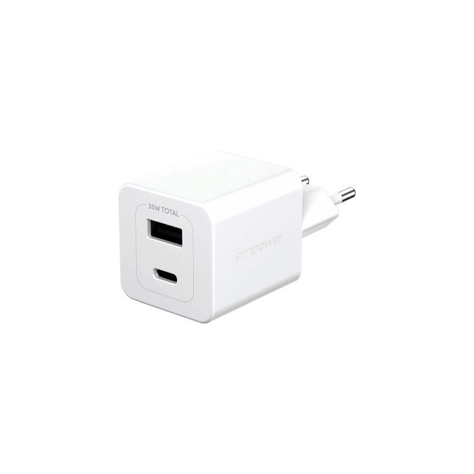 Putni adapter Grand Prix USB-C/USB-A, GaN, 35 W PD, srebrno-bijeli, empower